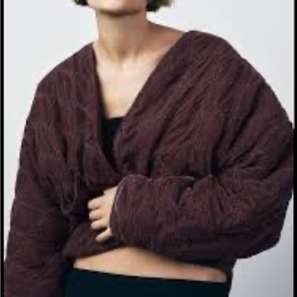 Zara Sweaters - ZARA purple velvet quilted kimono jacket